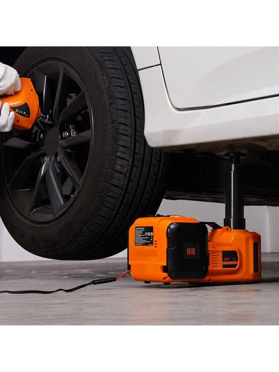 Electric Car Jack, 5 Ton/11023 LBS Hydraulic Jack With Electric Impact Wrench, Portable Car Lift With Built-In Inflatable Pump, And LED Light For SUV MPV Sedan Truck Change Tires Garage Repair
