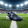 thumbnail image 4 of Men's New Football Shoes, Leather Surface, Waterproof, Anti- and Durable, Casual Sports Shoes, and Comfortable Walking Sneakers for Work, Training, and Outdoor Sports(Blue/43), 4 of 5