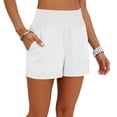 thumbnail image 7 of BLVB Women Elastic Waist Shorts Wide Leg High Waist Summer Casual Bermuda Beach Shorts with Pockets, 7 of 7