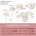 thumbnail image 3 of MIALLO 3Pcs Elegant Pearl Crystal Floral Hair Comb & Pin Set, Delicate Gold Bridal Hair Accessories for Wedding Prom Party Daily Wear, 3 of 7