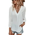 thumbnail image 1 of SAYOO - Camiseta de cuello en V de color sólido para mujer, blusa holgada de manga larga con decoración de flores, suéter holgado SAYOO  Moda, 1 of 8