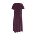 thumbnail image 2 of WIZUTIZ Beach Dresses for Women Flowy Stylish Pleated High Rise Tiered Dress Solid Shift Dress Short Sleeve Crew Neck Peplum Dress for Women's Ankle-Length Thin Dress Purple, 2 of 4