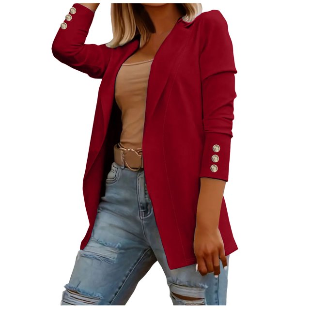 Bmisegm Haut Ample pour Femmes à Manches Longues Veste Décontractée Manteau pour Dames Blouse Manteaux pour Femmes RD2 m