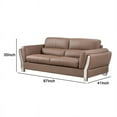 thumbnail image 2 of Leatherette Sofa with Stainless Steel Mirror Accented Armrests Brown, 2 of 2