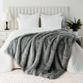 thumbnail image 3 of Battilo Gray Faux Fur Throw Blanket,Cozy Fluffy Grey Blanket Reversible to Plush Velvet,50"x60", 3 of 9