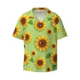 thumbnail image 3 of Goofa Sunflower Leaves Printed Men's Casual Short-sleeved Shirt,Lightweight Breathable Button-down,Summer Casual men's top,Versatile Fashion shirt-4X-Large, 3 of 7