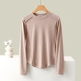 thumbnail image 1 of Fankiway Chemises à Manches Longues pour Femmes, sous-Vêtement Thermique en Polaire Colorée à Col Rond, Khaki G, 1 of 9