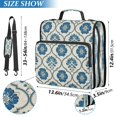 thumbnail image 3 of Water-Resistant 3-Ring Binder Organizer with Multiple Pockets Zipper Binder Bag for Office Blue Symmetrical Floral Pattern, 3 of 8