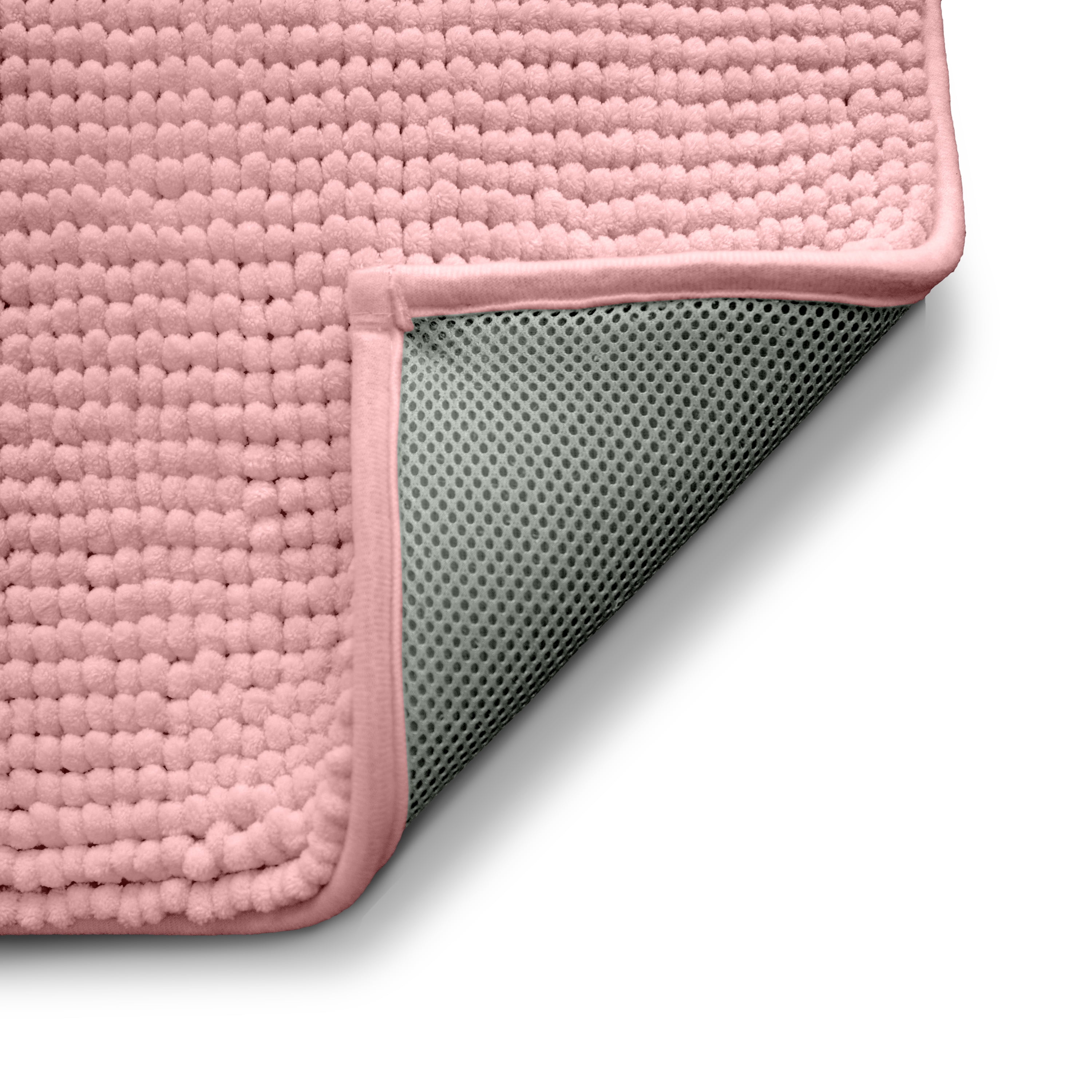 Your Zone Kids Pink Memory Foam Noodle Single Bath Rug with Nonslip Backside, 17" x 24"