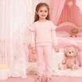 thumbnail image 2 of NOLDARES Baby Girl Clothes Toddler Girl Outfit Crewneck Sweatshirt Long Sleeve Shirt Pants Winter Clothing Set(Pink,1-2 Y), 2 of 8