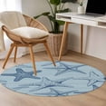 thumbnail image 5 of Navy Blue Starfish Round Area Rug 4ft, Coastal Ocean Summer Sea Nautical Washable Non-Slip Circle Rugs for Bedroom Living Room Kitchen, Soft Non Shedding Circle Carpet for Dining Room Dorm, 5 of 9