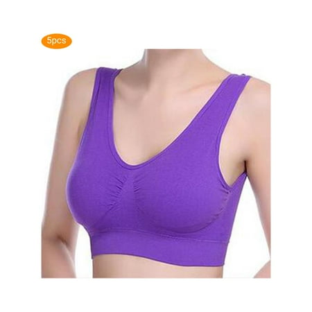 

5pcs Women Wirefree Seamless Sport Bra Breathable Girl Top Push Running Up Yoga