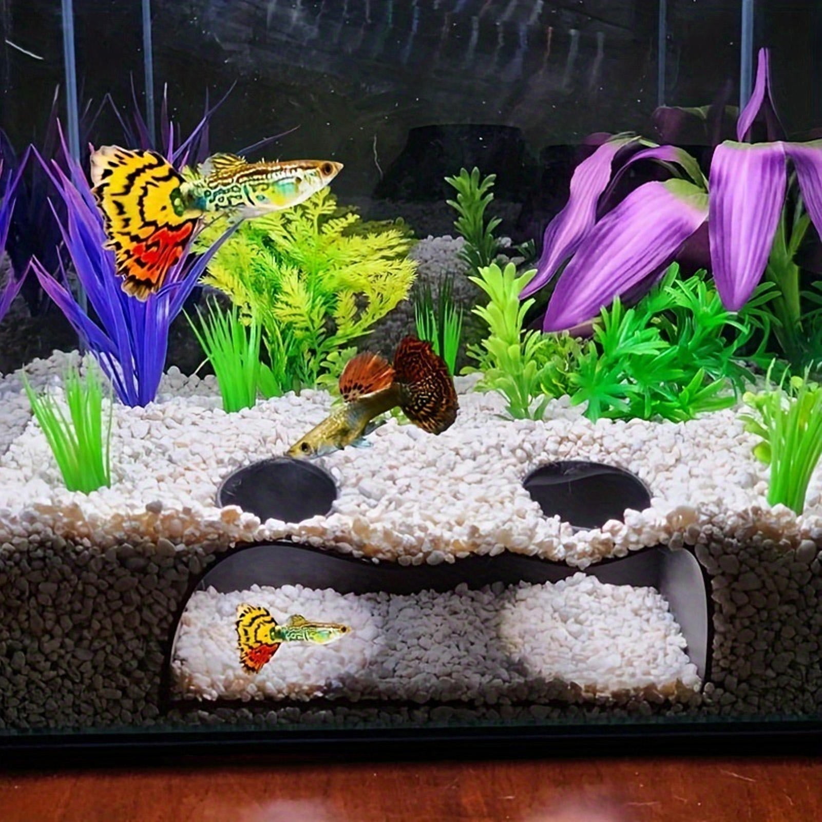BIMZUC Aquarium Tunnel 2‑Entrance Fish & Shrimp Hideout – Safe ABS Submarine Cave for Small Aquatic Creatures