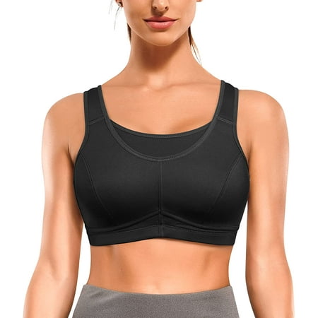 

Molutan Women Sports Bra Bounce Control High Impact Support Full Coverage Wirefree Adjustable Straps Hook Camisole Top(Black S)