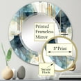 thumbnail image 3 of Designart "Abstracted Realities Gold Blue Composition" Abstract Shapes Round Wall Mirror - Modern Oval Printed Decorative Oversized Mirror - Multiple Color Options, 3 of 4