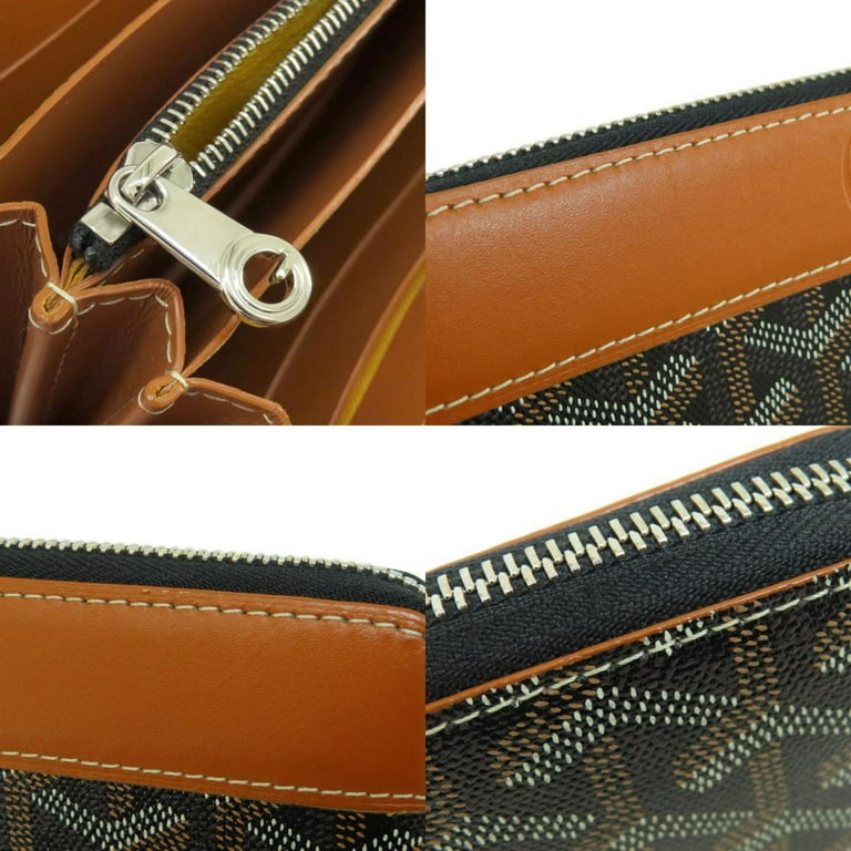 Goyard ZIP Wallet ブラック/ブラウン Pre-Owned Goyard Zip GM Herringbone Pattern Long Wallet