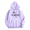 thumbnail image 4 of XAOFW Letter Print Pullover Hoodies For Women Long Sleeve Casual Hooded Sweatshirt Oversized Soft Cozy Streetwear Comfortable Top M, 4 of 5