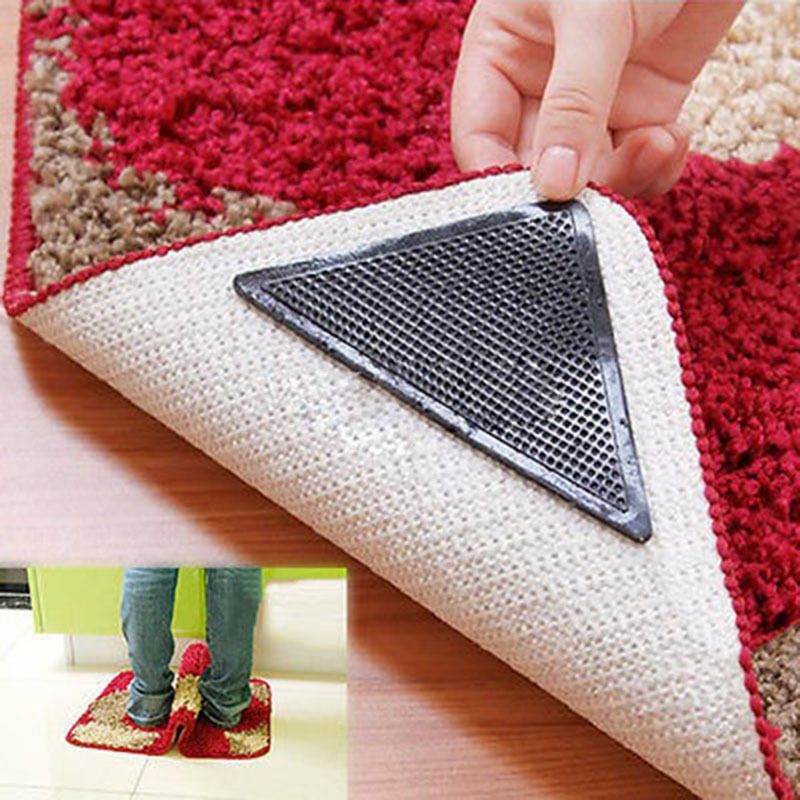 16PCS Reusable Rug Carpet Mat Curling Grippers Anti Slip Silicone Grip Skid Tape 