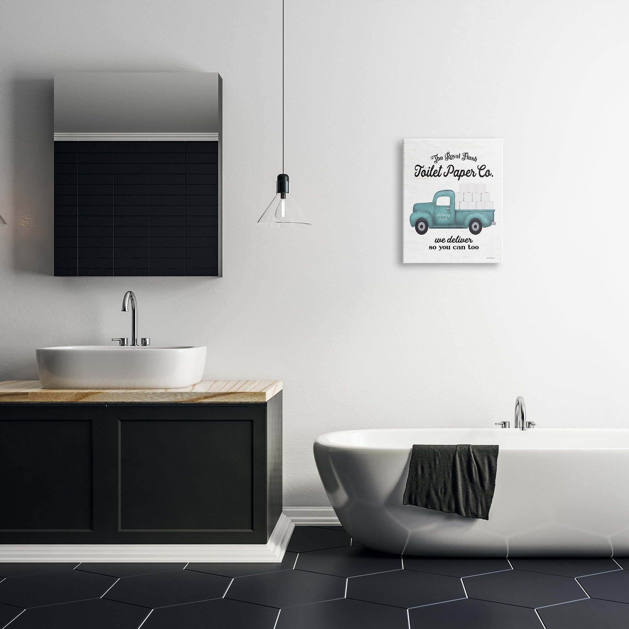 Royal Flush Toilet Paper Co. Blue Farmhouse Truck 16 in x 20 in Drawing Canvas Art Print, by Stupell Home Décor