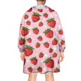 thumbnail image 2 of Red Strawberry Plants Fruit Dot Pink Pattern Wearable Oversized Blanket,Wearable Blanket Hoodie for Adults,Cozy Hooded Blankets with Super Pockets,Super Warm Fuzzy Pullover for Women & Men, 2 of 6