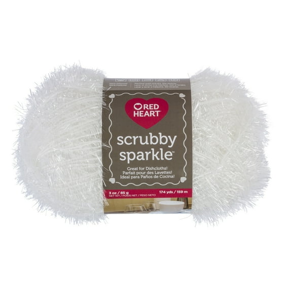 Red Heart® Scrubby Sparkle™ 4 Worsted (Medium) Polyester Yarn, Marshmallow 3oz/85g 174 Yards