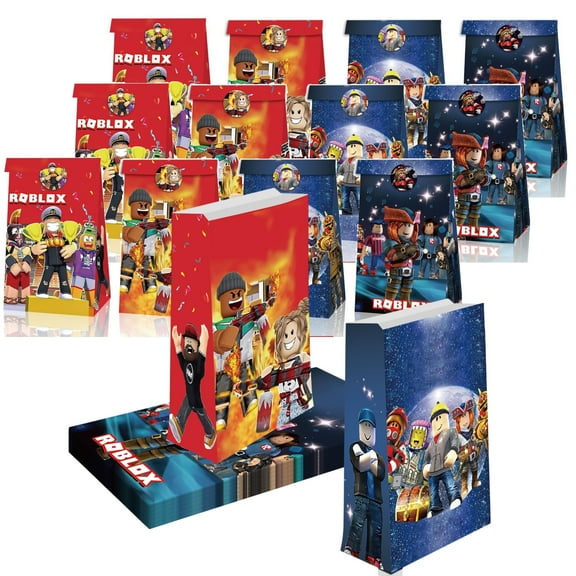 24 PCS Birthday Party Bags Roblox Gift Bags Pixel Style Gamer Party Supplies Favor Bags Roblox Goodie Bags