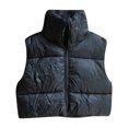 thumbnail image 3 of ZHOUCHANKIDS Women's Padded Vest, High Stand Collar Lightweight Zip Crop Puffer Gilet Black L, 3 of 3