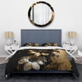 thumbnail image 3 of Designart "Daisy in Black and Gold II" Floral & Botanical Bedding Covert Set - Daisy Black Floral Bed Set With 1 Sham, 3 of 6