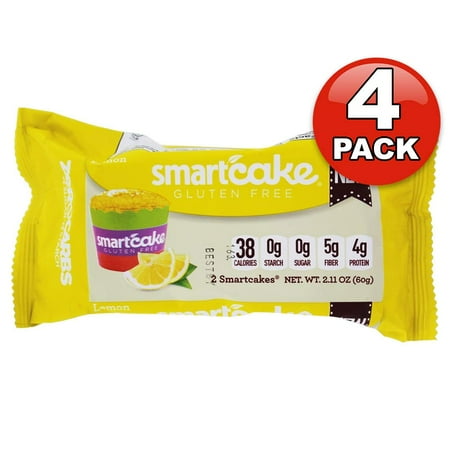 - 4 Pack, Smart Baking Company, SmartCake ZERO Carbs, Non-GMO, Sugar Free and Gluten Free, Low Carb Dessert, Low Carb Snacks, Low Carb Cupcakes, Zero Sugar, Lemon
