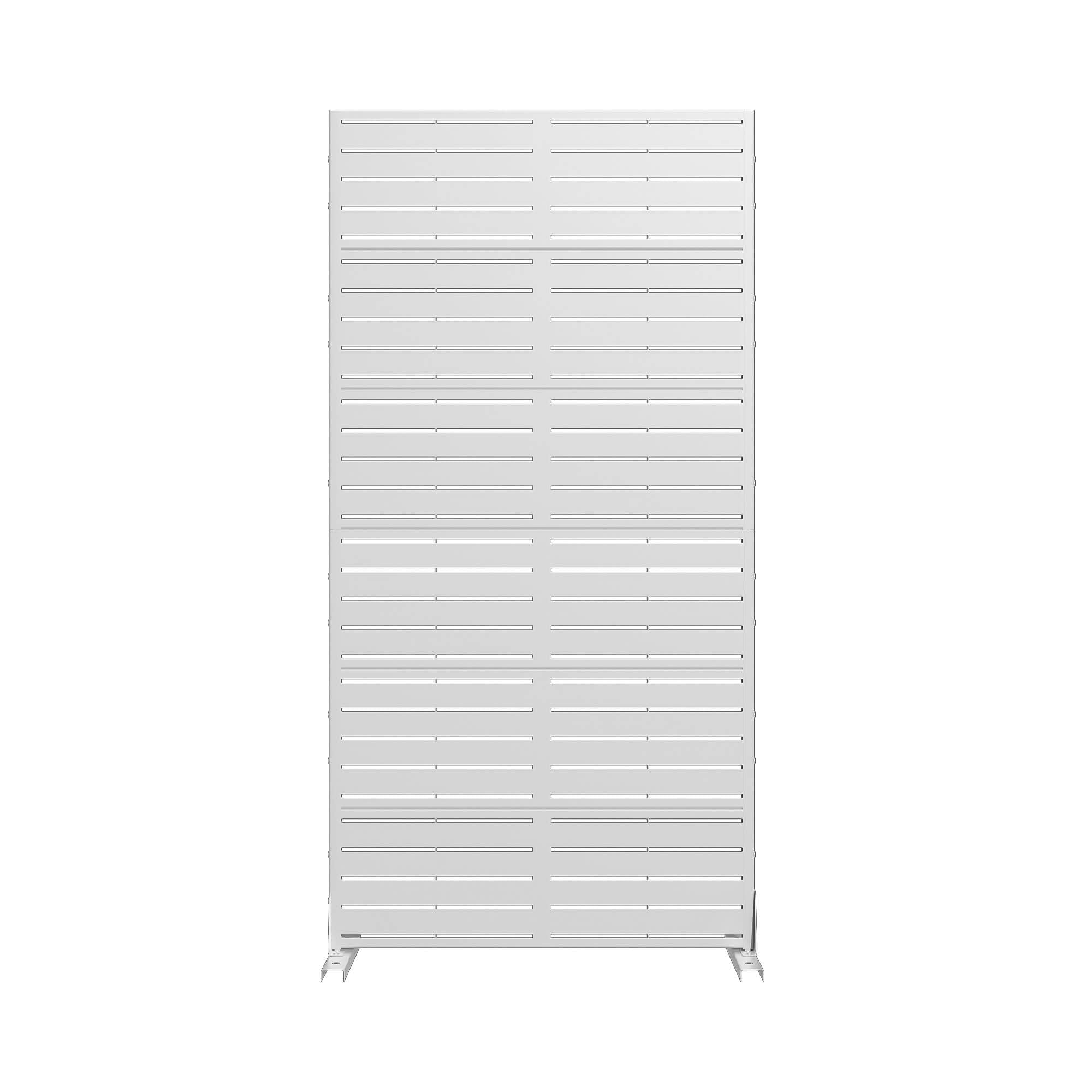 MAYEERTY 72x35x16 Inch White Louvered Galvanized Steel Privacy Screen, 6 Piece Set for Outdoor Street