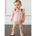 thumbnail image 6 of Rovasas Baby Girl Romper Flutter Sleeve Strawberry Embroidery Jumpsuit, 6 of 9