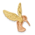 thumbnail image 2 of Auriga Fine Jewelry 14K Two-tone Gold Satin Diamond-cut Hummingbird Slide Pendant for Women (L - 19mm, W - 17mm), 2 of 6