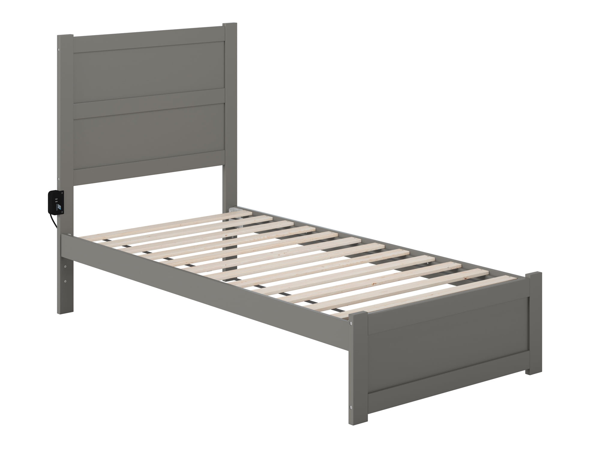 AFI NoHo 14" Twin Wood Platform Bed with Modern Panel Headboard and Footboard, Grey