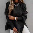 thumbnail image 1 of Winter Sweaters for Women Long Sleeve Knit Pullover Sweater Knitted Solid Color Casual Split Top Pink, 1 of 5