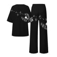 thumbnail image 5 of Alitao Cotton Pajamas Womens Pajama Sets Lounge Sets Summer Loose Short Sleeve Floral Print Top Shirt With Pants Large Size 2 Set Women'S Sleepwear Two Piece Sets for Women Black 3XL, 5 of 5