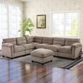 thumbnail image 1 of Bonzy Home Canapé Sectionnel Convertible pour Salon avec Ottoman Brun, 1 of 8