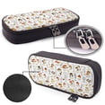 thumbnail image 4 of Picia Mushrooms And Butterflies Pattern Large Capacity PU Leather Pencil Case Organizer Pen Marker Holder Double Zipper Storage Bag Big Pencil Pouch for College Office, 4 of 6