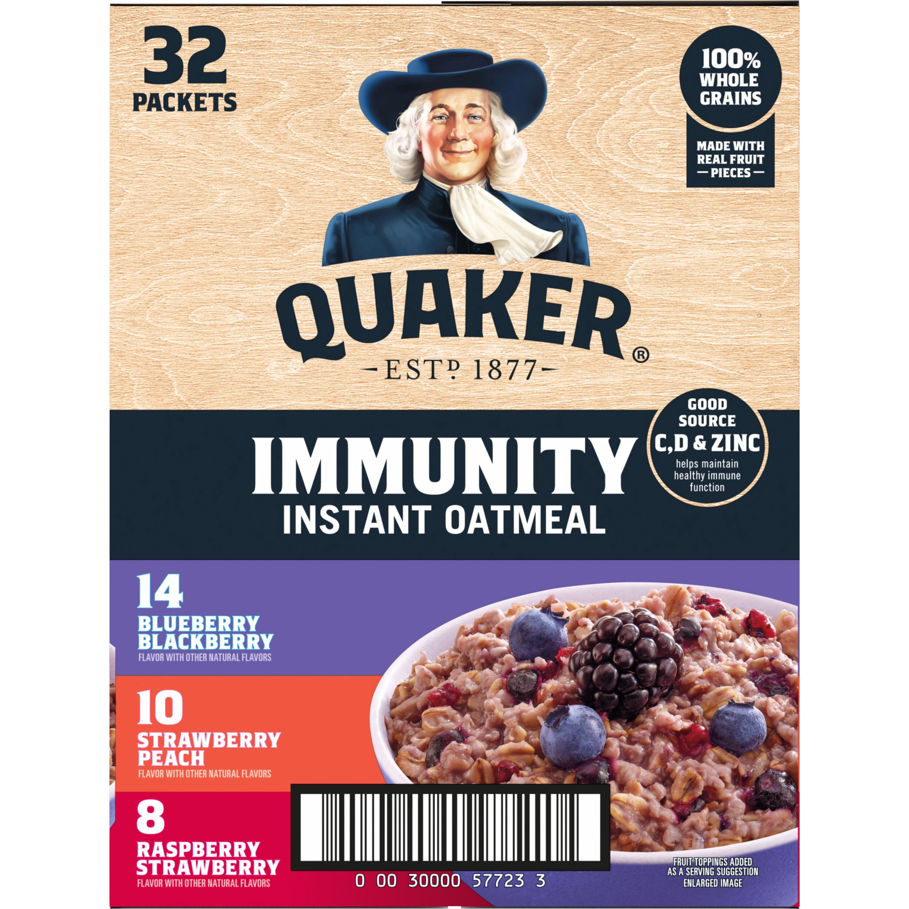 Quaker Instant Oatmeal Immunity Variety Pack, 32 Packets