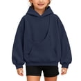thumbnail image 3 of Rggeeun Girls Sweatshirt Cat Hoodie with Pouch Long Sleeve Tops Cat Carrier Soft Pullover with Pockets Holidays,Blue,9-10 Years, 3 of 7