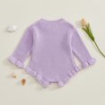 thumbnail image 4 of RUINIXCW Newborn Baby Girl Knit Sweater Romper Infant Baby Girl Fall Winter Clothes Basic Solid Color Ruffle Long Sleeve Bubble Bodysuit Pullover Top, 4 of 8