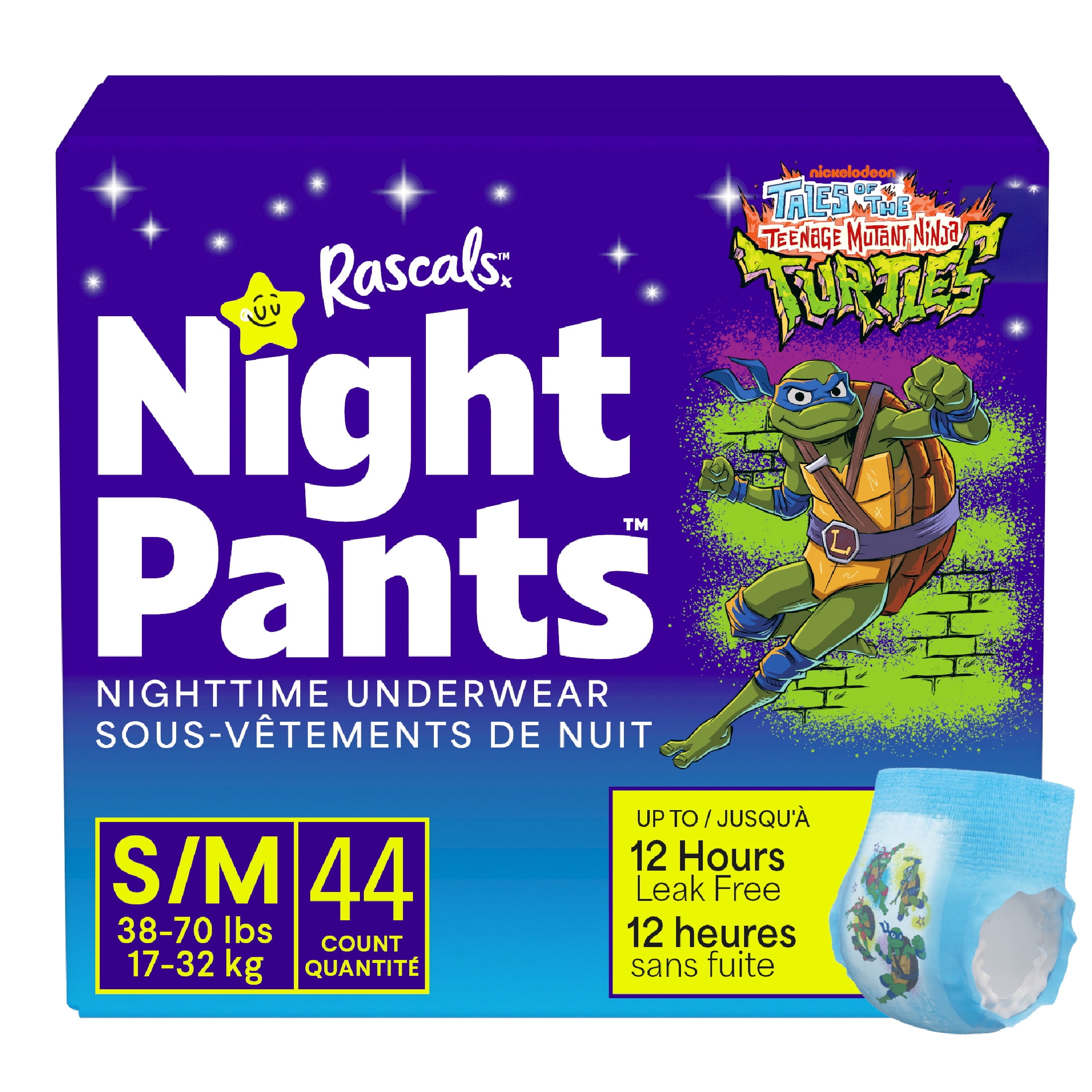 Rascals Night Pants, Absorbent Boys Nighttime Bedwetting Underwear