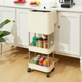 thumbnail image 6 of VECELO Kitchen Trash Can with Lid, Garbage Bin Waste Basket with Wheel, Storage Shelves, White, 6 of 8