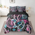 thumbnail image 2 of jejeloiu Colorful Paisley Flowers 7-Piece Twin Bedding Sets,Vintage Bohemian Floral Bedding Comforter Set,Multicolor Abstract Graffiti Sheet Sets For Girls Kids,Super Cozy Room Decor Reversible, 2 of 8
