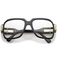 thumbnail image 2 of zeroUV Unisex Large Retro Hip Hop Style Clear Lens Square Eyeglasses 54mm (Shiny Black-Gold / Clear) - 54mm, 2 of 5