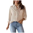 thumbnail image 4 of Futezty Womens Button Down Shirts Striped Classic Long Sleeve Collared Office Work Blouses Tops with Pocket Women's Button Down Shirts Long Sleeve Blouses Tops With Pocket, 4 of 7