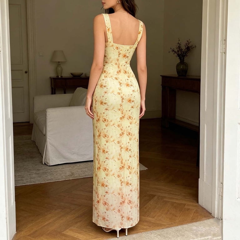 floral bodycon wedding guest dress VBVC Women's Square Neck Maxi Dress, Ladies' Spaghetti Strap Flowy Dress, Graduation Vacation For Women,Yellow,S-2XL Bardot Midi A-Line Dress YGroup_w_christmas_sequin_design_dress_1 ensuring she looks stunning Size:3XL [+$ 3.99]