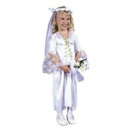 Renaissance Bride Princess Wedding Dress Costume Child Size S Small 4-6, Metallic gold and lace accents By Click on Party