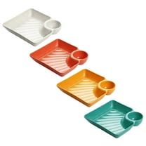 KAKOWELY 4Pcs Dumpling Plates and Bowls Sets for Soup Dumpling Dish in Assorted Color
