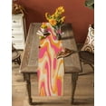 thumbnail image 5 of Pink Orange Table Runner-Cotton Linen- 60 Inch Holiday Dresser Scarves, Boho Colorful Rainbow Abstract Tie Dye Tablerunner for Kitchen Coffee/Dining Bedroom Home Living Room Dinner Scarf Décor 13x60, 5 of 9