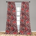 thumbnail image 2 of Flowers Vintage Window Curtains, Wild Life Blooming Flora and Leopard Skin Pattern Print Boho, Lightweight Decor 2-Panel Set with Rod Pocket, Pair of - 28"x63", Rose Dark Coral Vermilion, by Ambesonne, 2 of 3